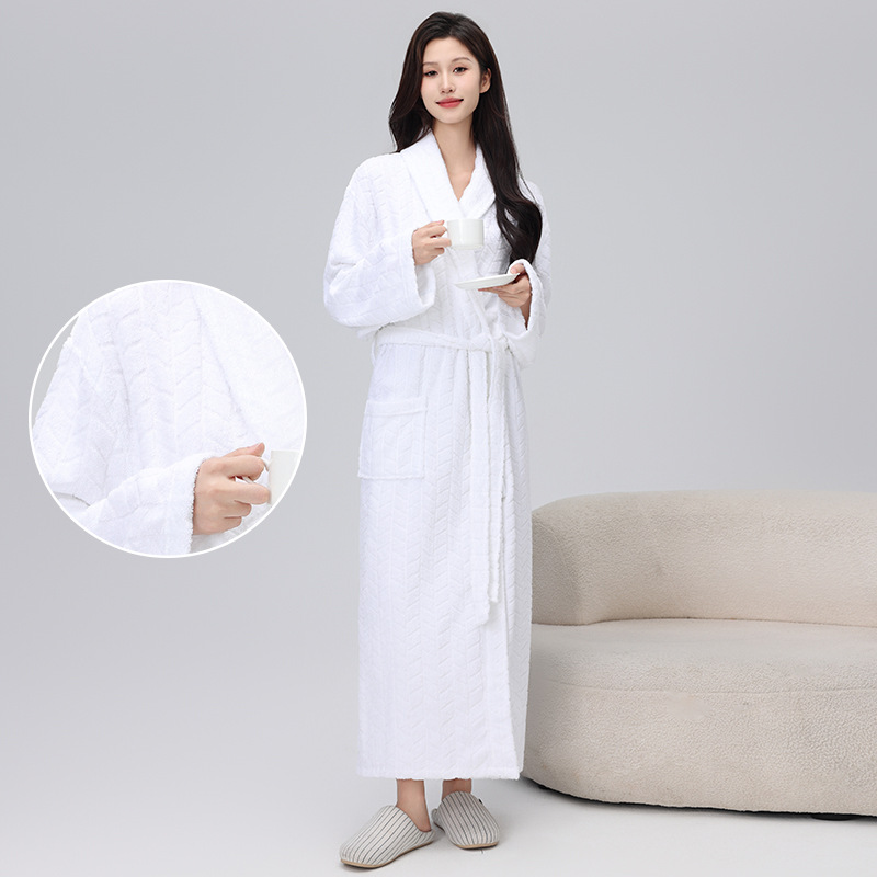 수건 소재 긴 목욕 가운 호텔 커플 잠옷 남성과 여성의 흡수성 빠른 건조 목욕 가운 사계절 겨울 교차-머리카락 세대