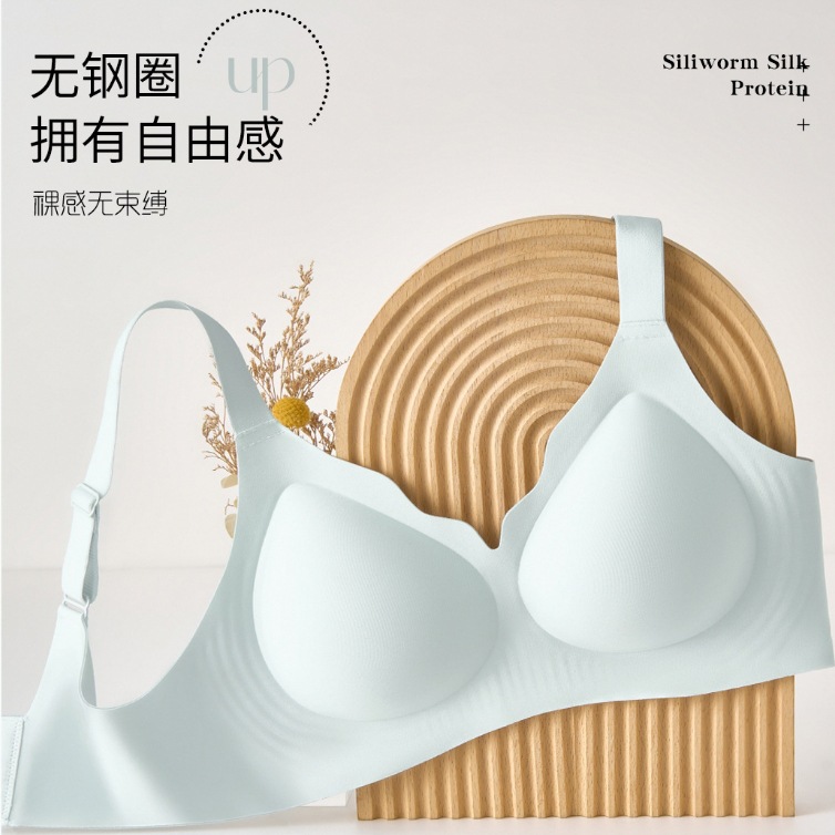 Gran cinturón de hombro de soporte suave ropa interior damas sin marcas sin anillo de acero sujetador de colateración anti-caída integral sujetador de copa fija