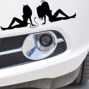Творческий светоотражающие ангел с демоном автомобиль наклейки черный 20cm x 7cm