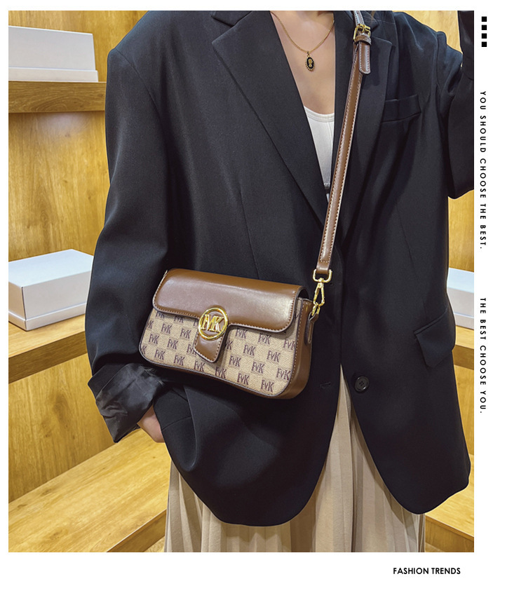 Borsa a tracolla Nicchia di personalità Nuova borsa a tracolla abbinata a colori con stampa retrò di alta qualità Borsa da donna per pendolarismo quotidiano_voghion.com