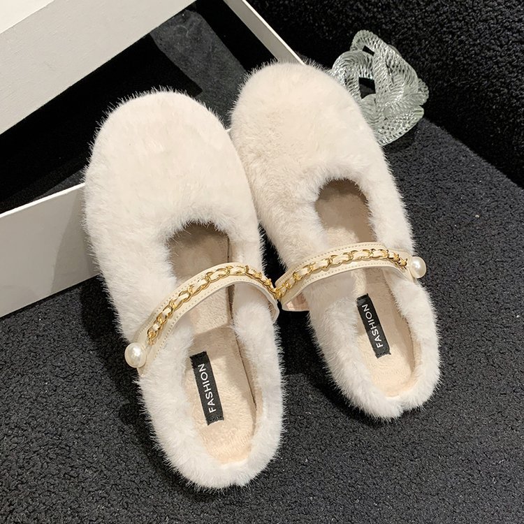 2023 Autunno nuovo peluche dolce e carino scarpe di peluche bianche scarpe da donna che indossano scarpe di cotone calde all'esterno_voghion.com