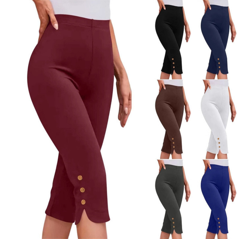2025 Amazon Aliexpress Stretch Capri Pants Women's High Waist Slim Plus Size Women's Loose Casual Mid-Pants Bottoming 2025 Amazon Aliexpress Stretch Capri Pants Women's High Waist Slim Plus Size Women's Loose Casual Mid-Pants Bottoming