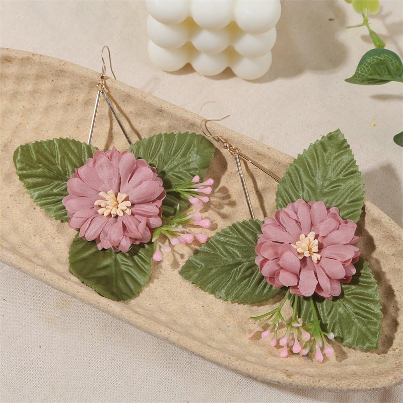 Bohemia Color Plastic Flower Earrings Wholesale display picture 4