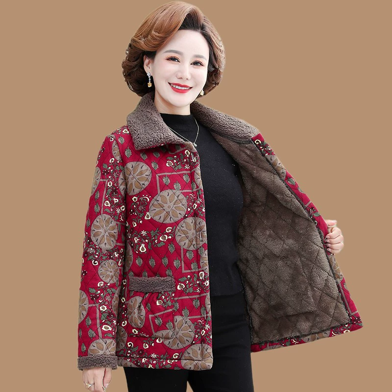 Женское зимнее пальто на хлопковой подкладке среднего и пожилого возраста, утолщенное пальто на флисовой подкладке 50 Зимняя куртка для мам на хлопковой подкладке, теплая короткая куртка на хлопковой подкладке