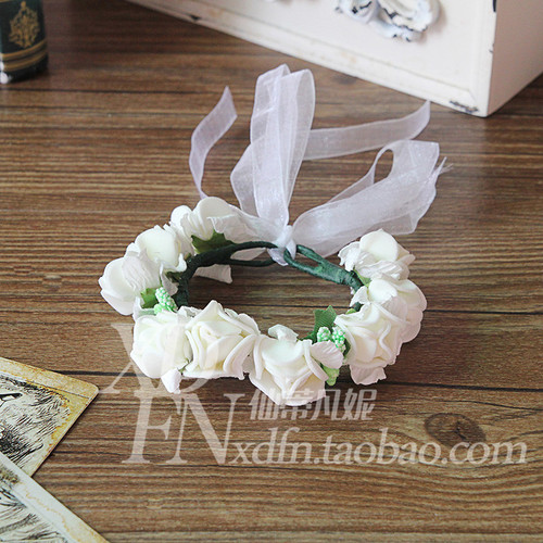 PK7J Children's Handband Flower Garland Student Performance Dancing Hand Flower Props Bridesmaid Wrist