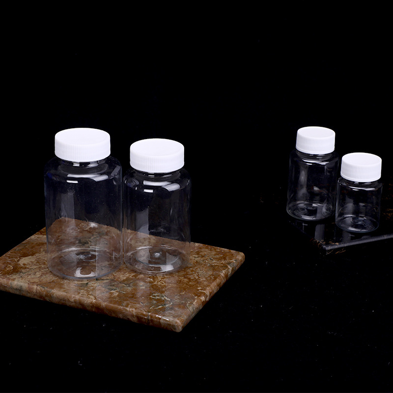 Botella PET de boca ancha de 30/50/100 ml, botella de plástico transparente, botella dispensadora de líquidos sólidos, botella pequeña para muestras, botella vacía