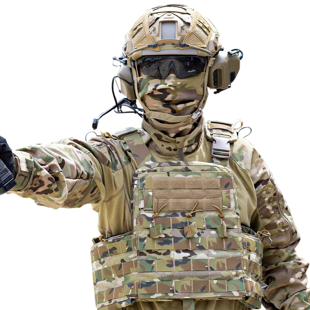 Chaleco táctico con sistema MOLLE y camuflaje