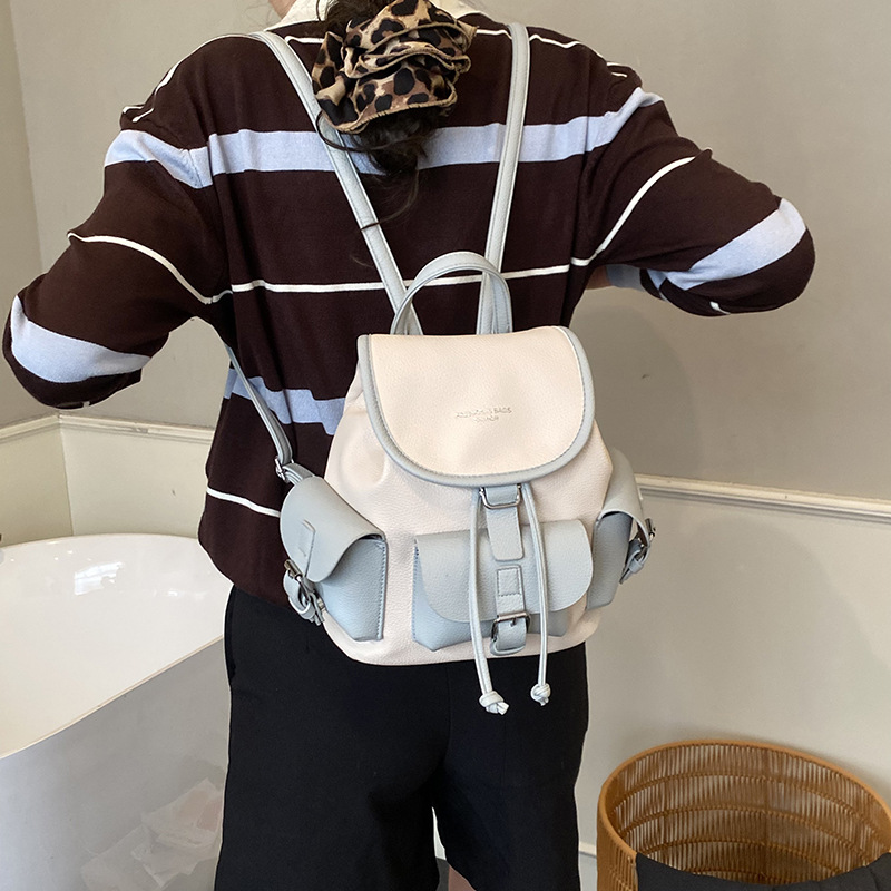 Backpack Women's Casual Versatile Niche Design Backpack Travel Color Blocked Small Backpack_voghion.com