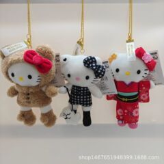 50周年記念 ロングレッグ KT猫 千鳥格子 犬の散歩 テディベア ぬいぐるみ 着物 猫 チェーンペンダント
