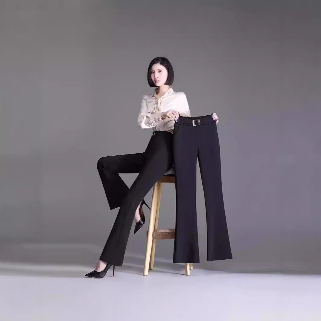 2024 Drop Sense Summer Thin Fashionable Blared Suit Pants High Waist Slimming All-match Elastic Women's Casual Pants