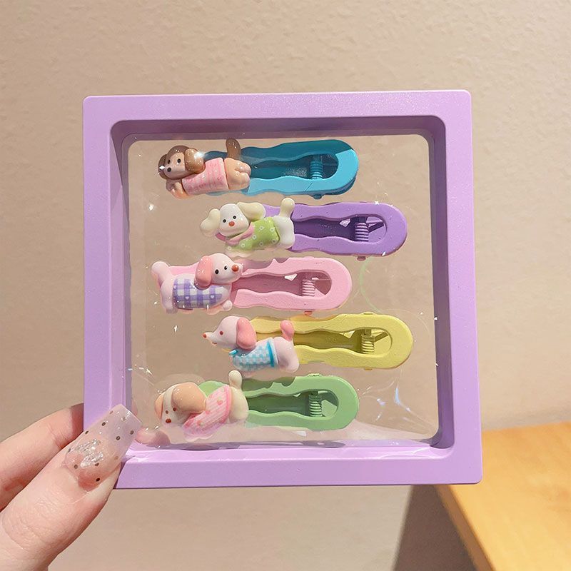 오색 강아지 귀여운 덕빌 머리핀-기본