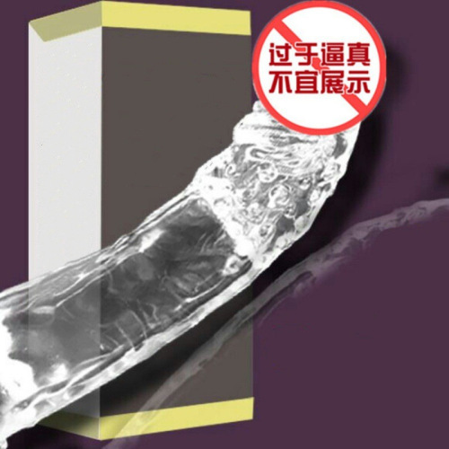 Male penis condom, transparent flesh color, lengthened and thickened, crystal wolf braces, adult sex toys, couple toys