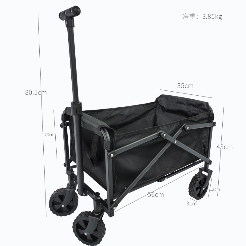 Carrito de camping al aire libre, remolque pequeño portátil plegable, carrito de picnic tirado a mano