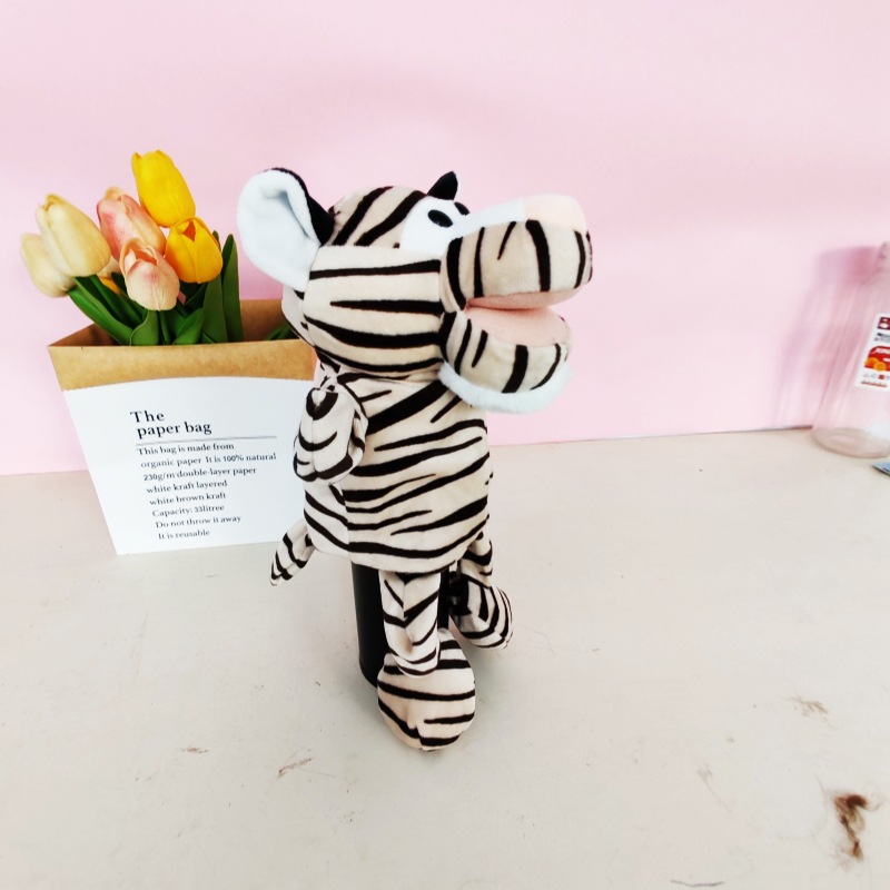 Marioneta de mano con boca móvil, muñeco de peluche para niños, guante de animal de peluche, muñeco de educación temprana para jardín de infantes