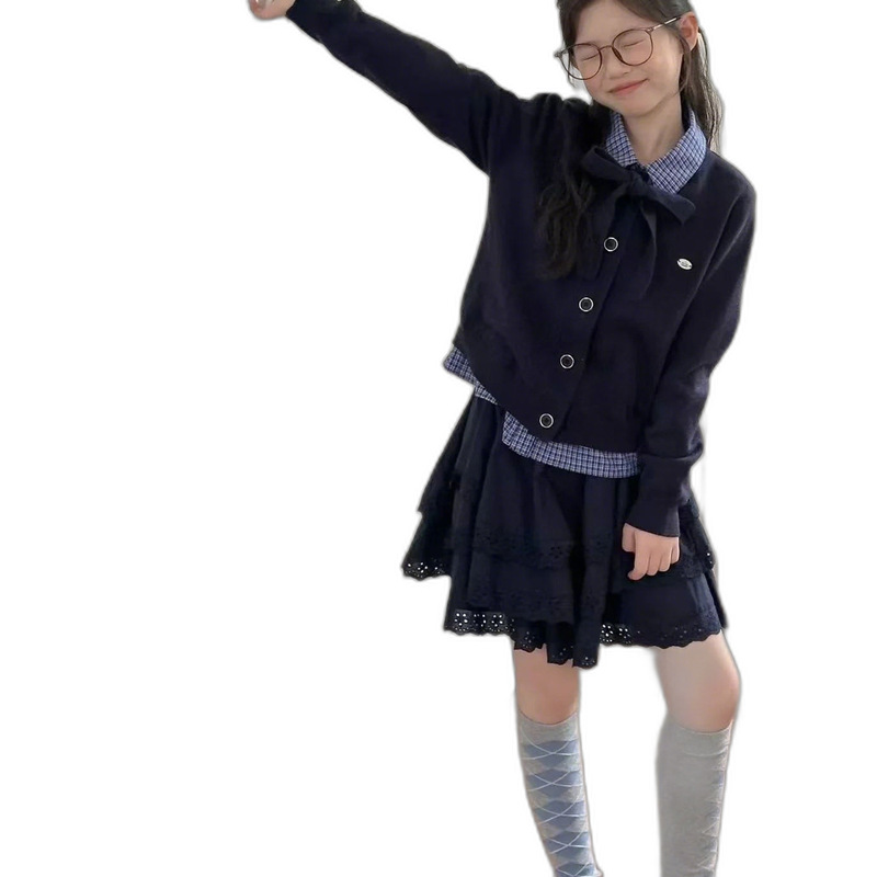 女童套装2025春秋款儿童开衫衬衫半身裙大童韩版炸街潮牌时髦两件|undefined