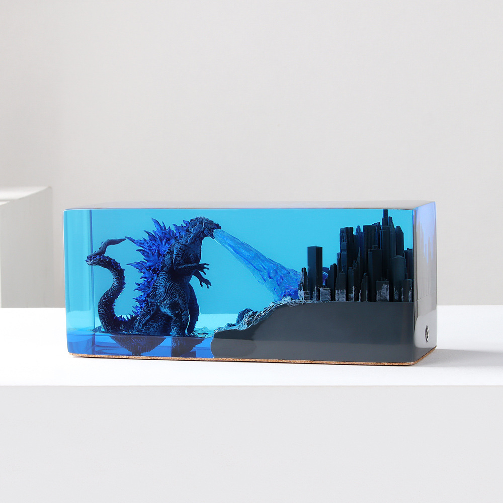  Creative Godzilla City Wars Series Children Gifts Night Light Ornaments Epoxy Resin Crafts