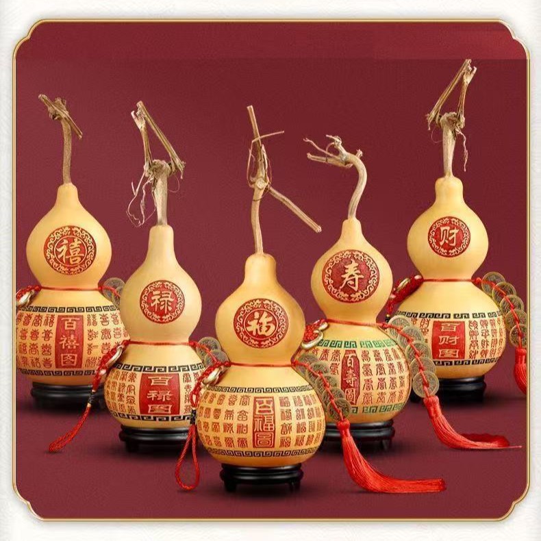 天然葫芦图案雕刻工艺小葫芦摆件手捻葫芦百福禄寿喜财摆件文玩