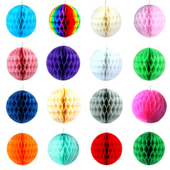 Colorful Multi-Size Honeycomb Ball Paper Lantern Garland Decorations for Children's Birthday Party, Arrangement Supplies, Paper Beehive