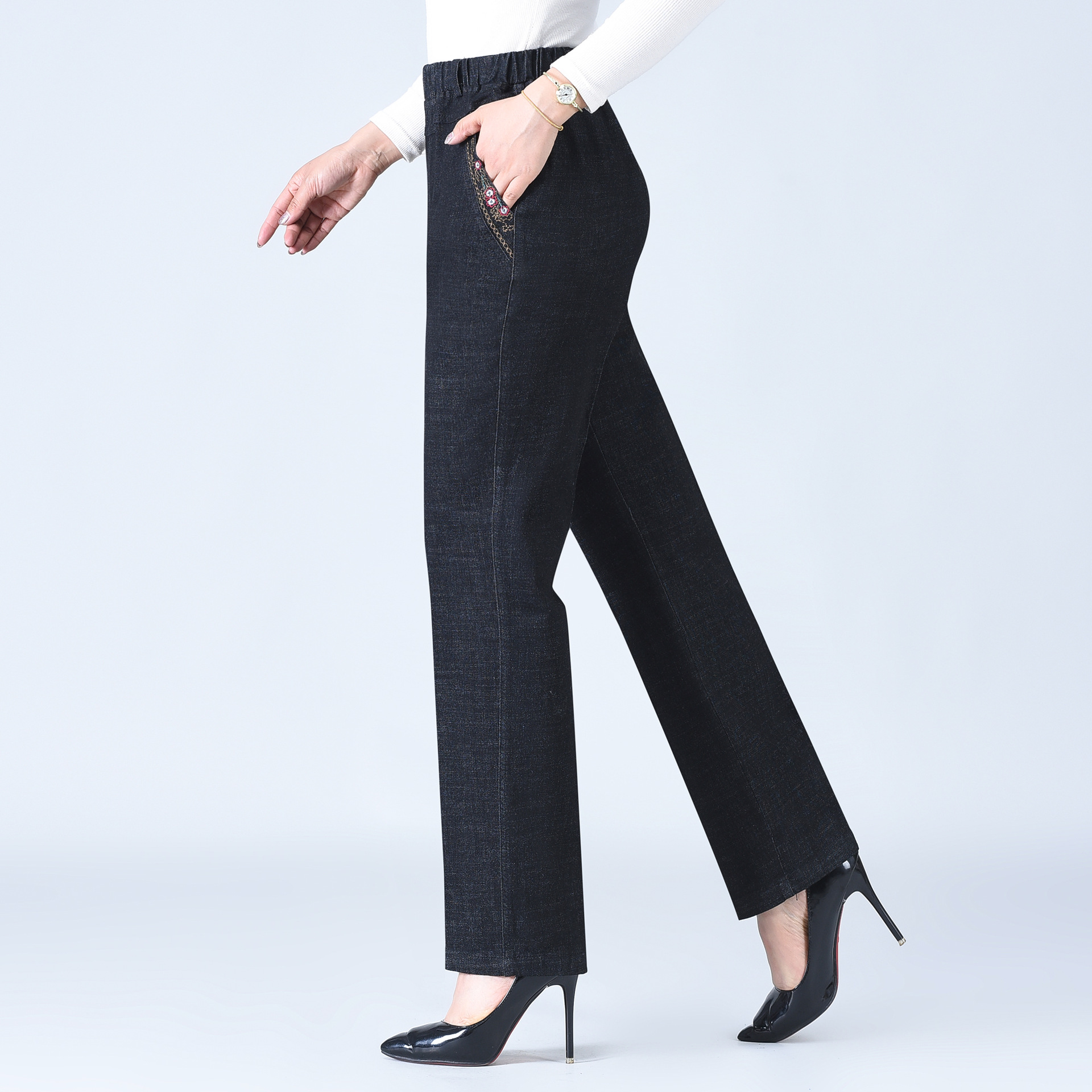 Negro [Estilo de verano-Cintura elástica] / XL (circunferencia de la cintura 2.0-2.2 pies) 100-120 kg