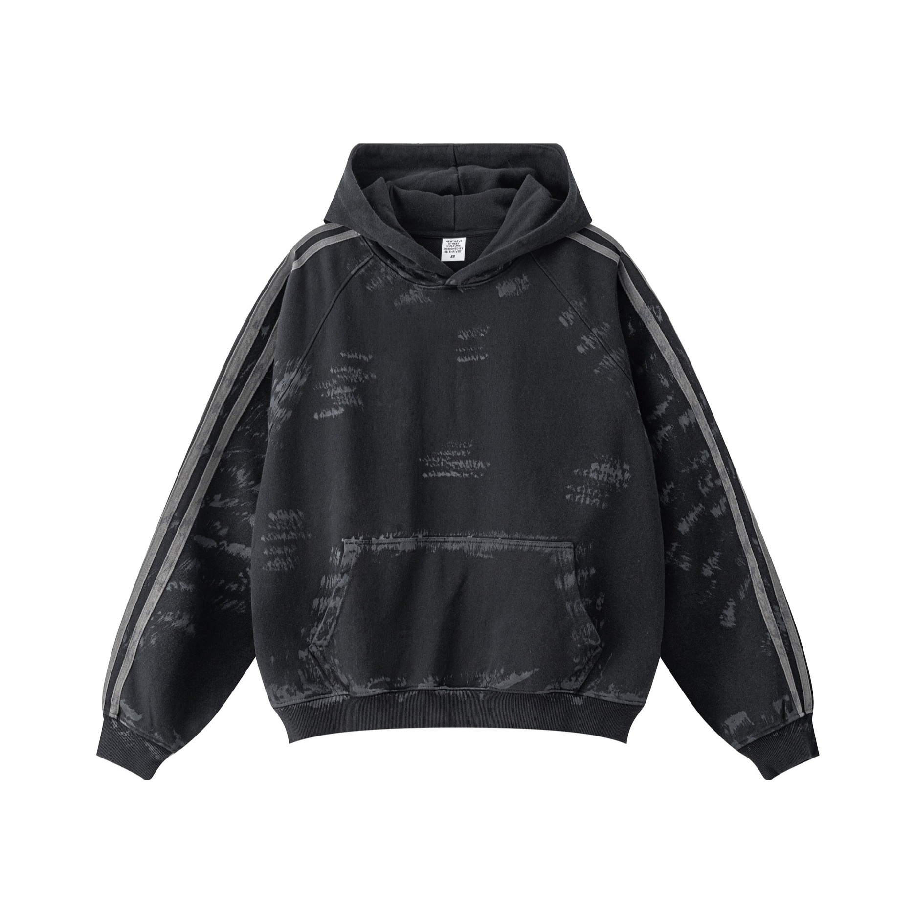 Men's Clothing high street trend striped dirty style painted old loose hoodie oversize sweater hoodies_voghion.com