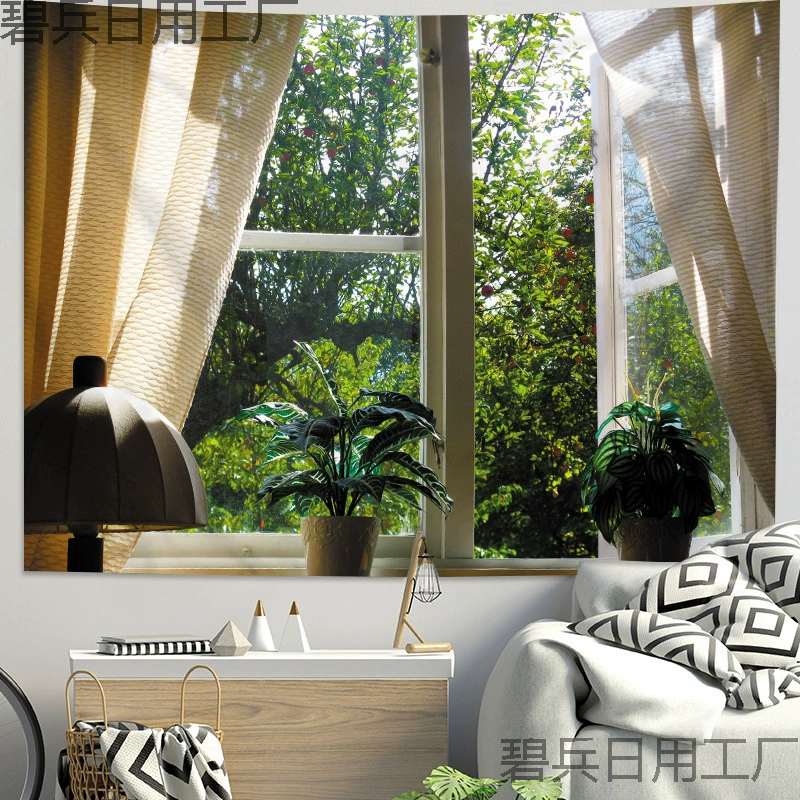 70YF Натюрморт за окном поддельные окна декорации фона ткани кровати украшения висячие ткани комнаты реконструировать хорошие вещи гобелены спальня