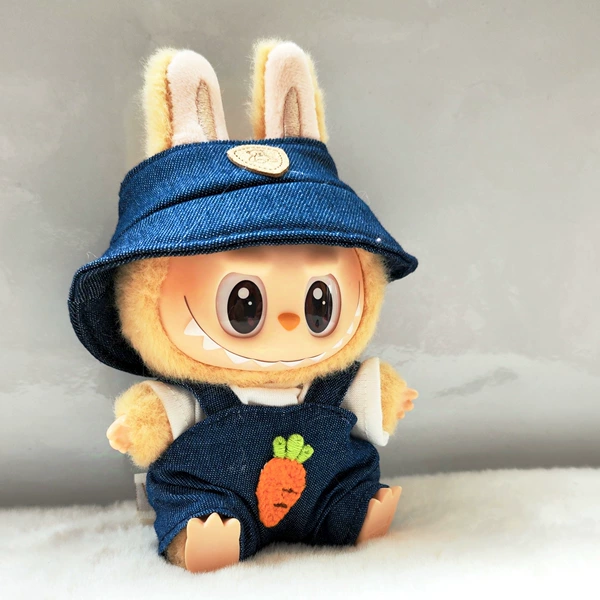 Carrot overall, blue hat