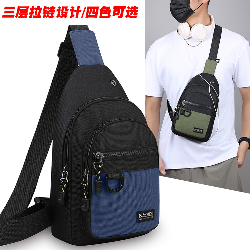 Cross-Border Fashion Chest Bag Men's Oxford Cloth Casual Shoulder Bag Crossbody New Backpack Trendy Waist Bag Crossbody Bag