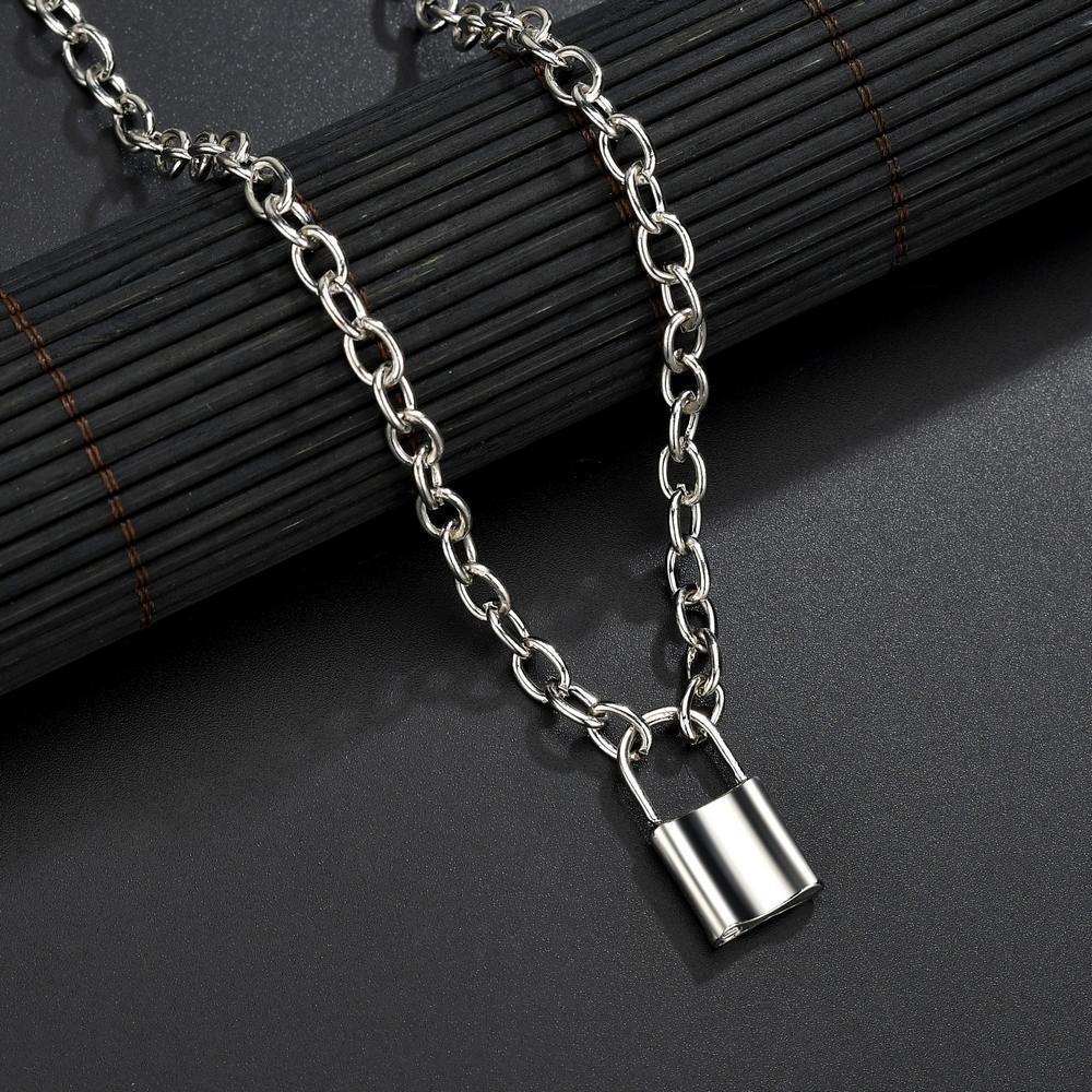 Punk Alloy Lock Pendant Thick Necklace display picture 4