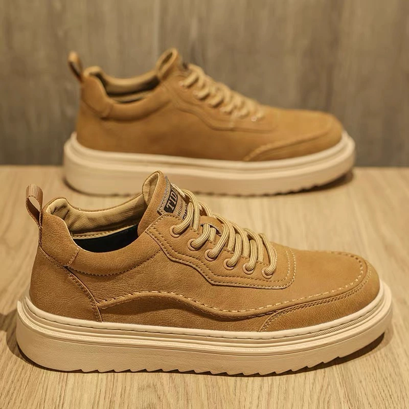 2024 осенняя мужская обувь новая дышащая обувь мужская мода дикие кроссовки на толстой подошве повседневная обувь кожаная обувь приливная обувь