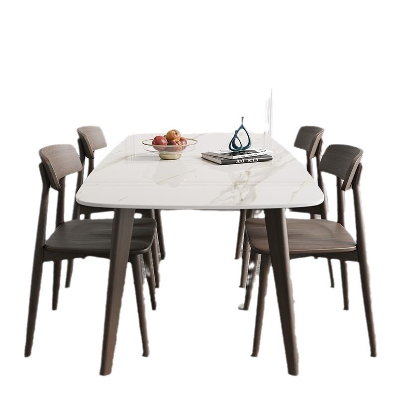 Tabla de comedor rectangular de estilo nórdico italiano de tabla de roca de madera maciza combinación simple