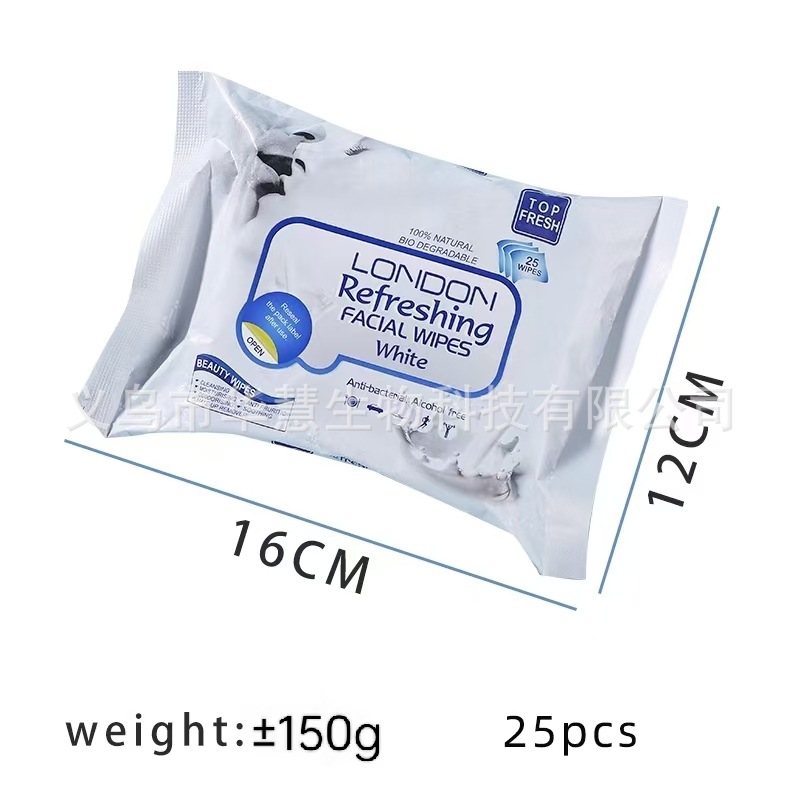 Desmaquillador Toallitas de belleza Desmaquillador desechable Toallitas de lavado de cara Fábrica de origen FCL Comercio exterior al por mayor 25 uncs