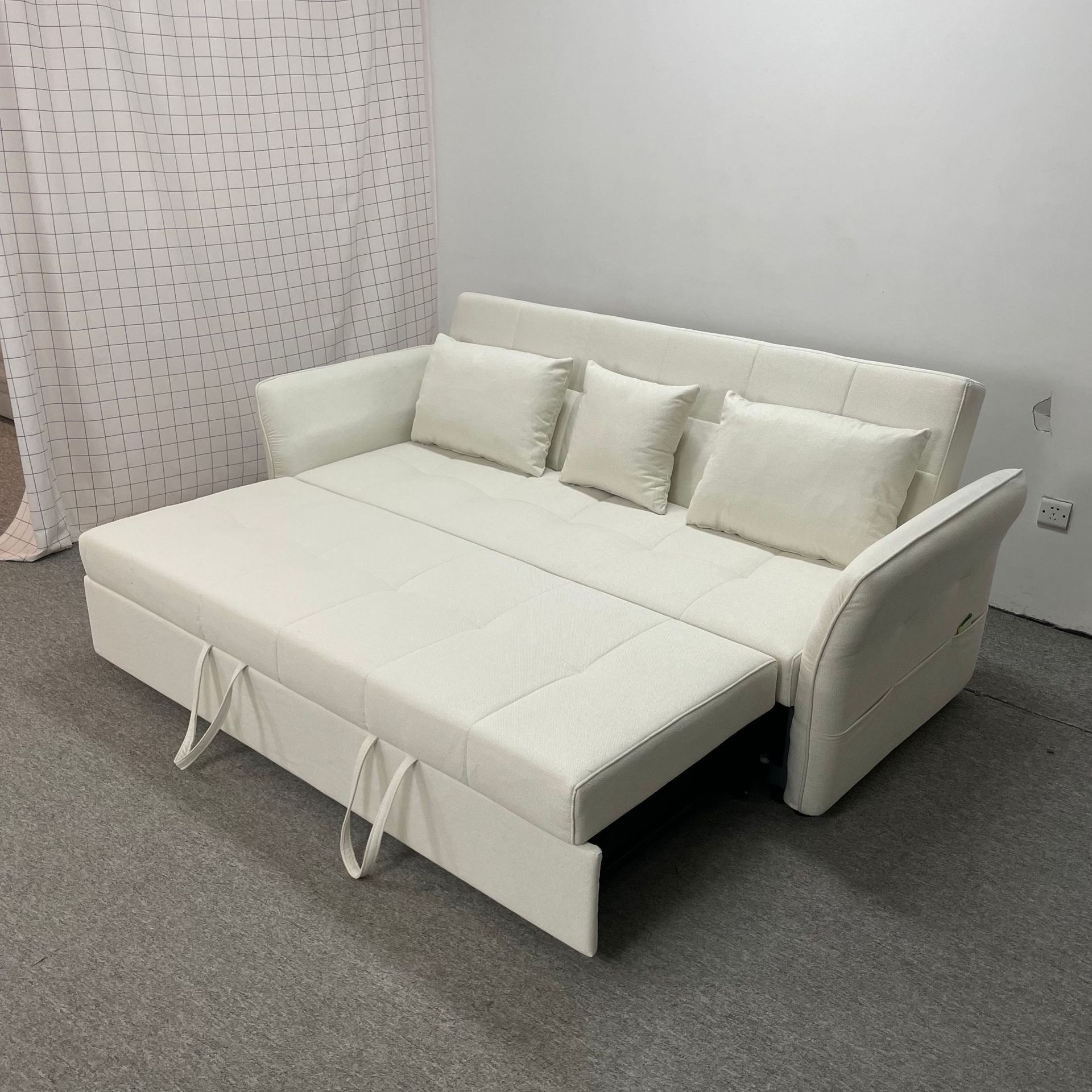Sofá cama multifuncional verde oscuro doble uso plegable pequeño apartamento de sala de estar almacenaje VIP desmontable arena de tela