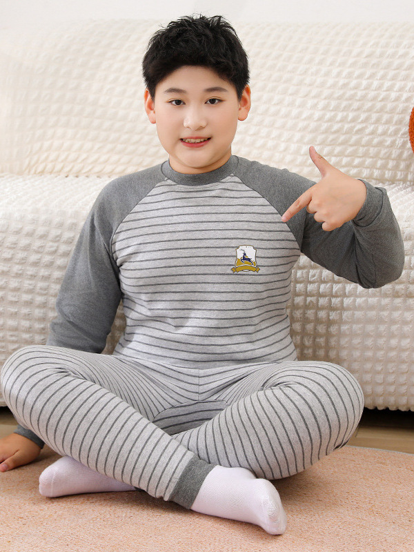 胖童纯棉秋衣秋裤大童青少年棉毛衫学生加肥保暖内衣套装秋冬睡衣|undefined