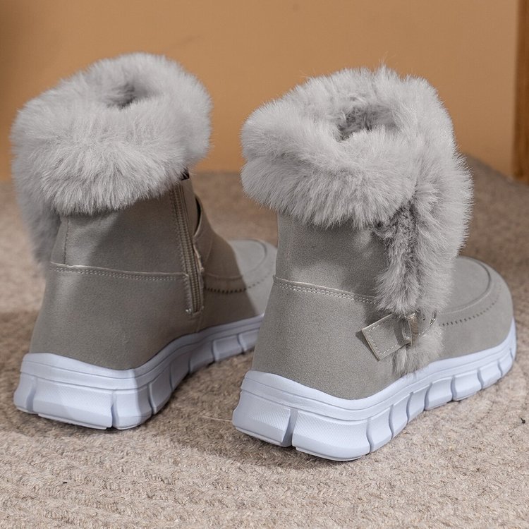 Autumn and Winter New Flat Bottom Warm Outer Wearing Cotton Shoes_voghion.com