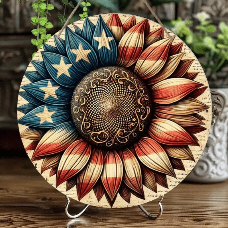 Colgante estación independiente transfronteriza nuevo producto USA Día de la Independencia aniversario guirlanda decoración de madera festivales de la familia madera