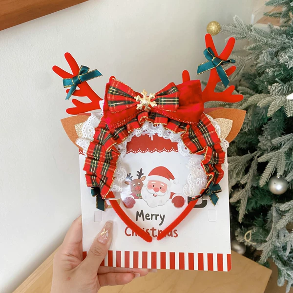 Checked bow red‑corner headband (JA0634)