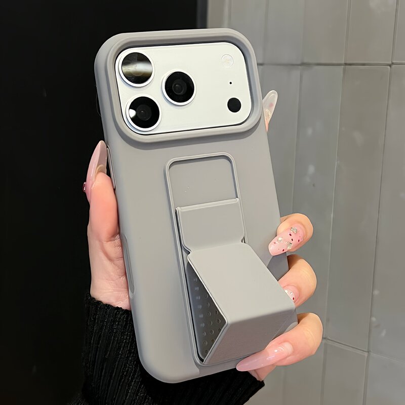 Suitable for Iphone17Promax Mobile Phone Case, Liquid Silicone Foldableing Strap Holder, Apple 16 Anti-Fall Protective Cover