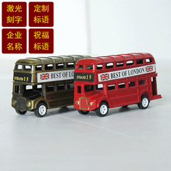 熱銷產品學習用具鉛筆刨鋅合金英倫雙層巴士模型學生禮物小巴士帶