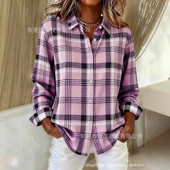 2024 Cross-Border Amazon Independent Station Creative Sailing Element Pattern Long Sleeve Women's Lapel Shirt