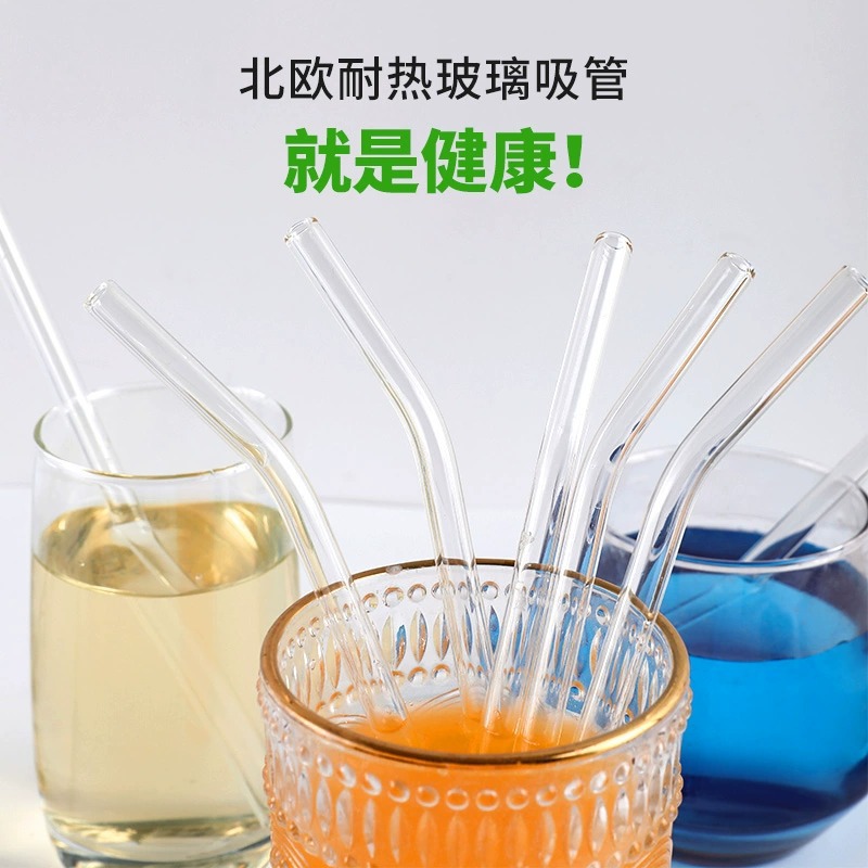 Glass Straws Heat-Resistant Anti-Lipstick Pearl Milk Tea Transparent Adult Non-Disposable Thick Straws