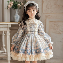 女童连衣裙春秋冬新儿童洋气碎花蓬蓬裙宝宝洛丽塔公主裙生日礼服