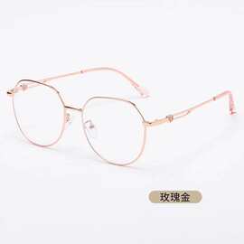 23新款金属复古防蓝光平光镜简约小红书爱心个性素颜眼镜可配近视