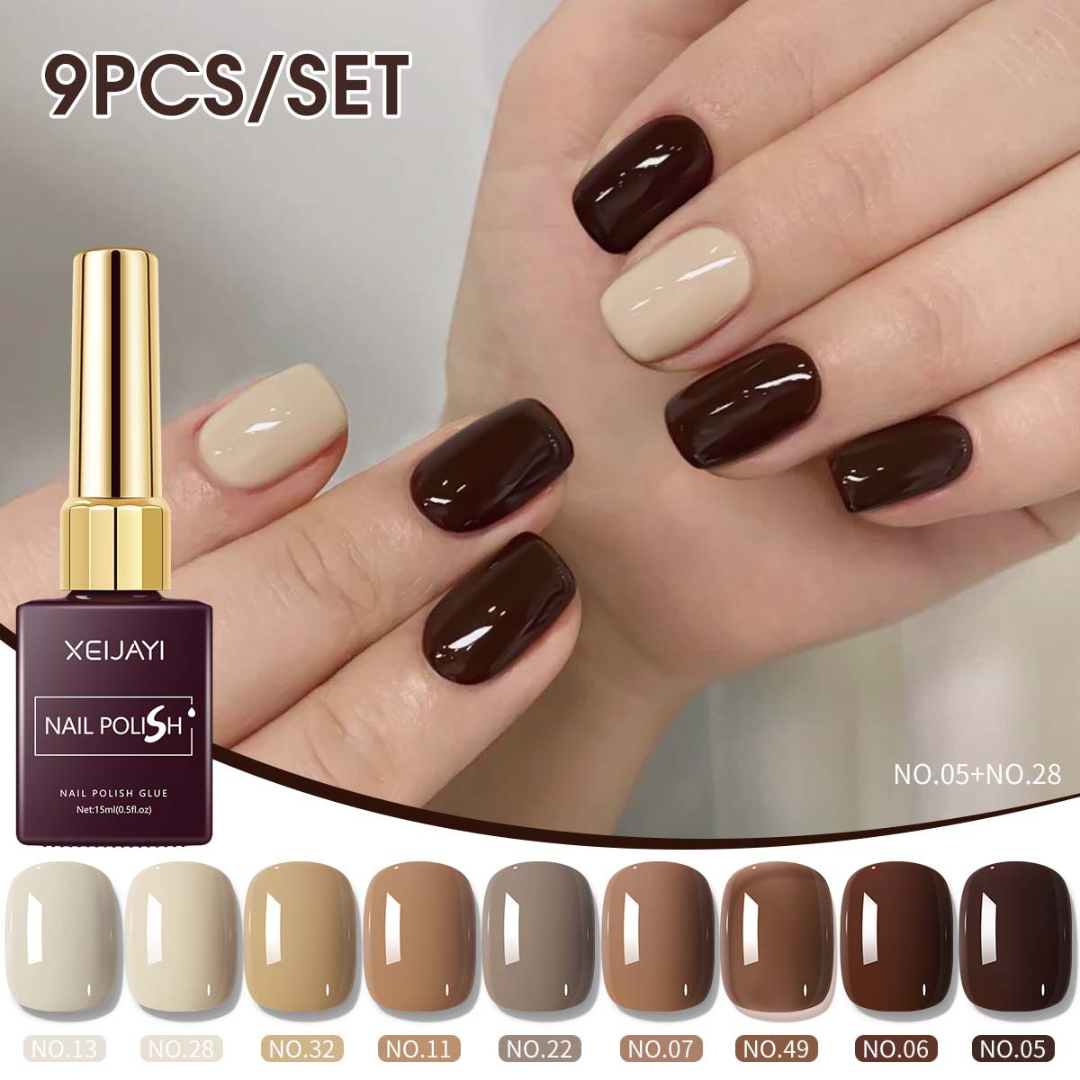 Gel de Uñas para Fototerapia Set de 9 Colores para Salón de Uñas