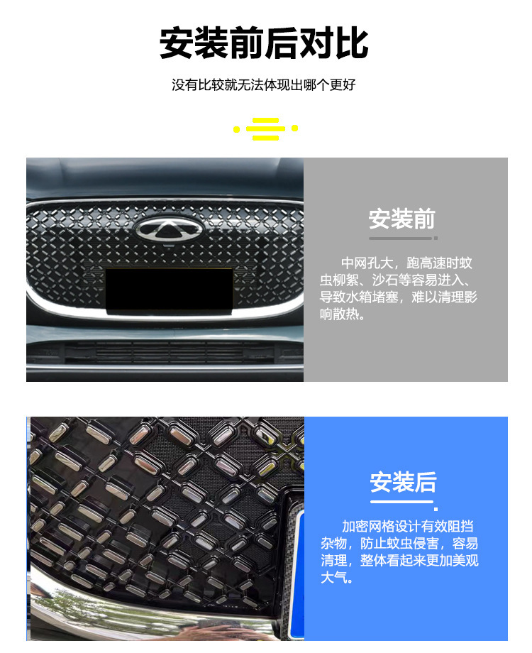 Suitable for Chery Tiggo 8L/PLUS, anti-insect net for front grille and radiator protection, anti-insect and lint modification