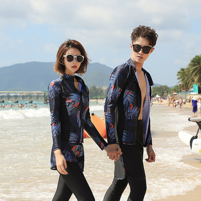 2021 new pattern Wetsuit Fission Three Five-piece Sand clothing lovers on vacation Summer Long sleeve Swimsuit