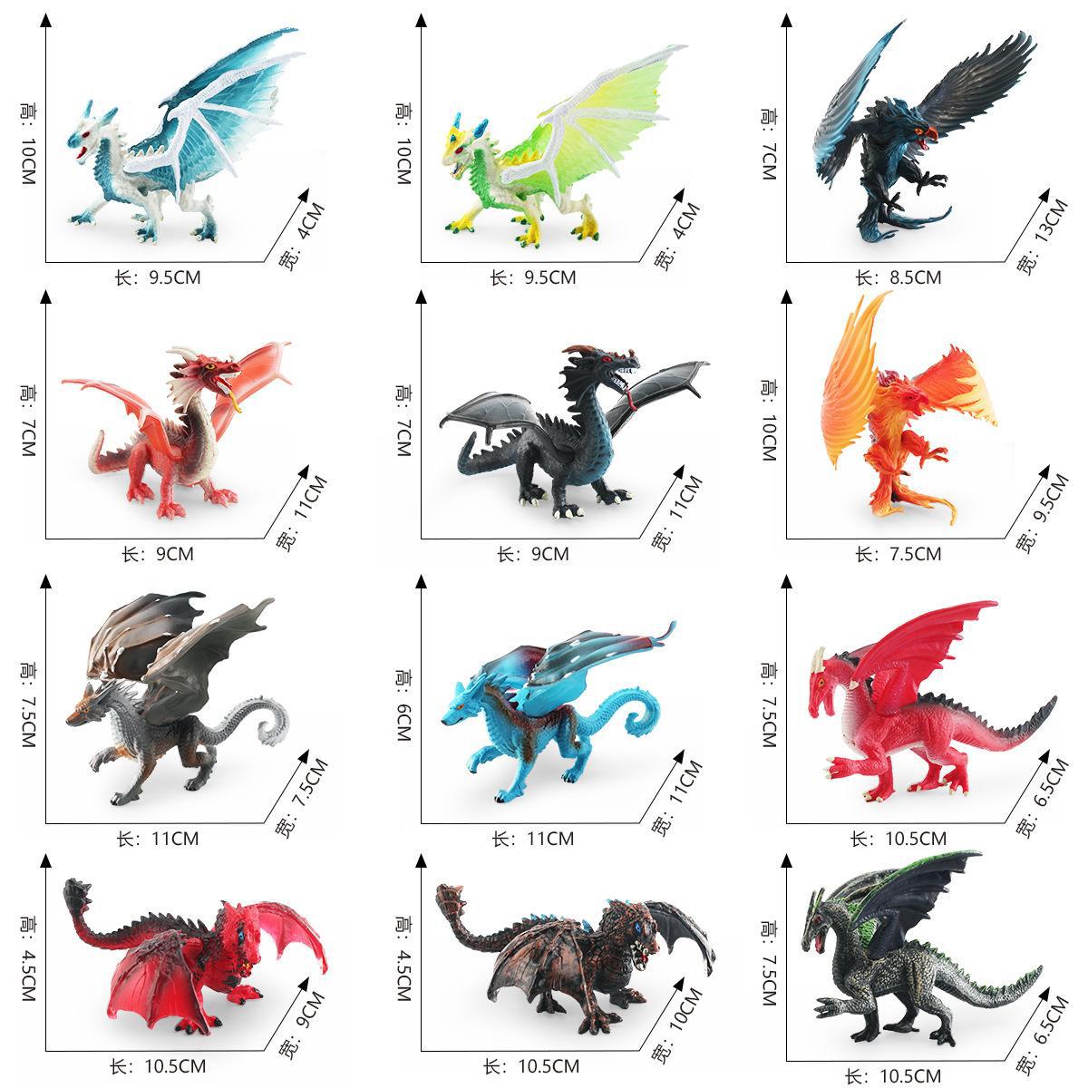 Exportación transfronteriza simulación de mitología occidental dragón modelo dragón de hielo dragón de acero fuego águila lobo dragón adornos estáticos de escritorio