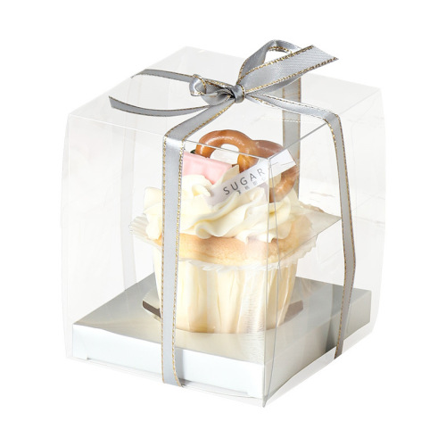 Fully transparent single cup cake box 1 muffin cup pudding wood chaff cup western dessert baking box