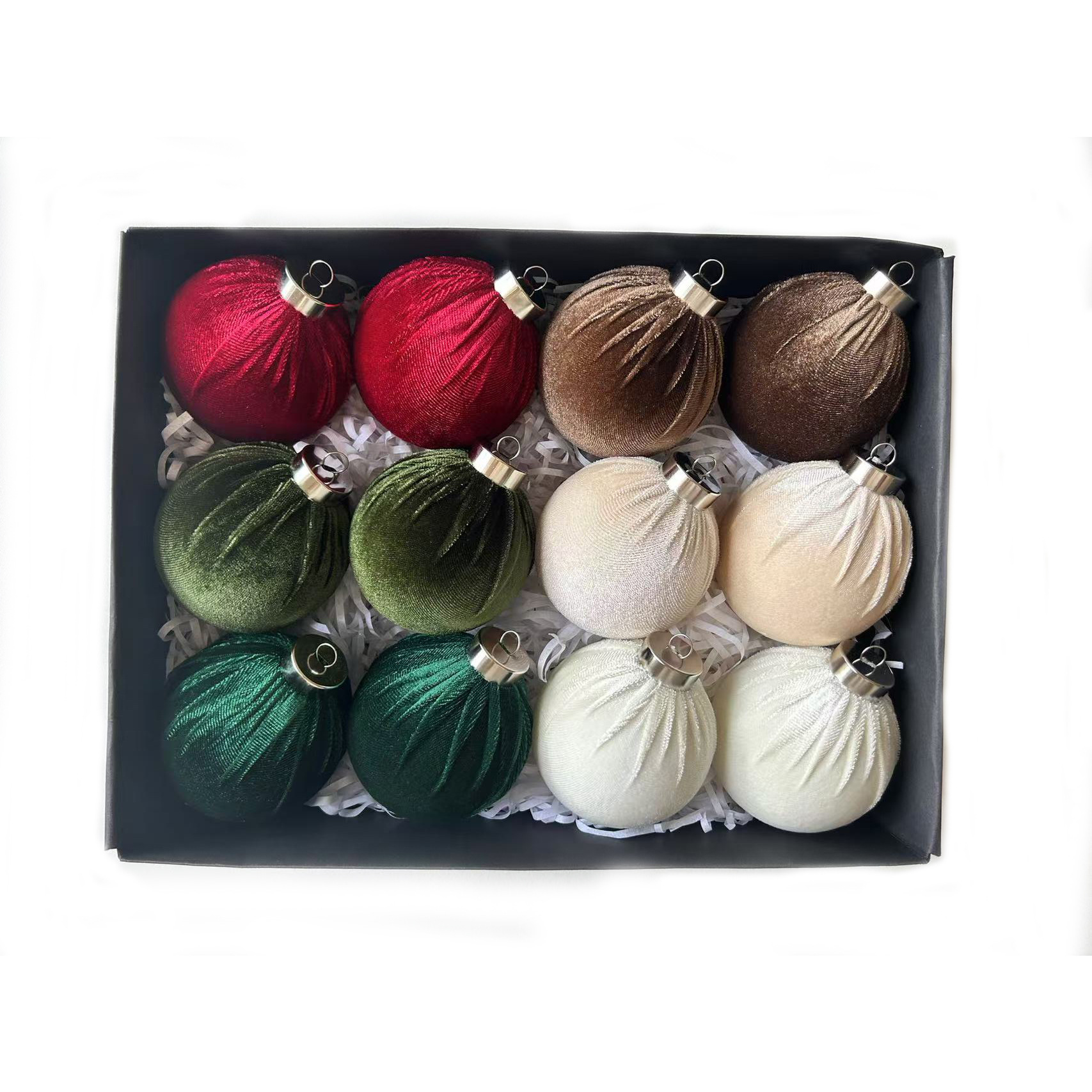 6cm Fabric-Covered Christmas Ornaments – 12-Piece Set Of Festive Holiday Decor (Soft Textured Baubles For Tree, Wreath & Tabletop Display)_voghion.com