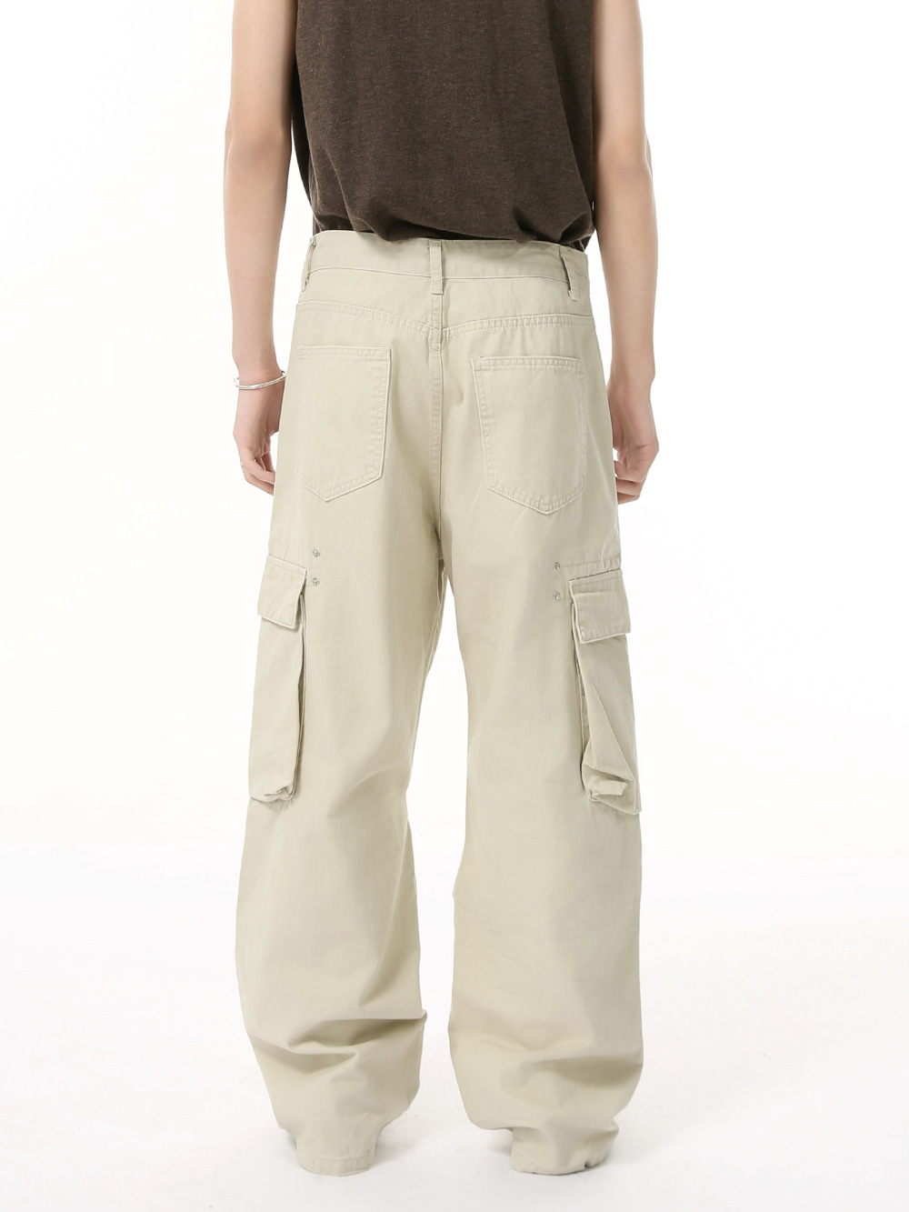 MTLCLOTHES Ropa de hombre | Cuatro estaciones cleanfit calle plisada algodón recto bolsillo grande mono pantalones de moda