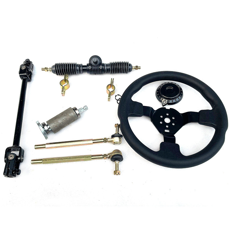 Four-wheel electric motorcycle kart accessories: 32-42CM steering gear, modified steering mechanism, steering wheel, and ball joint